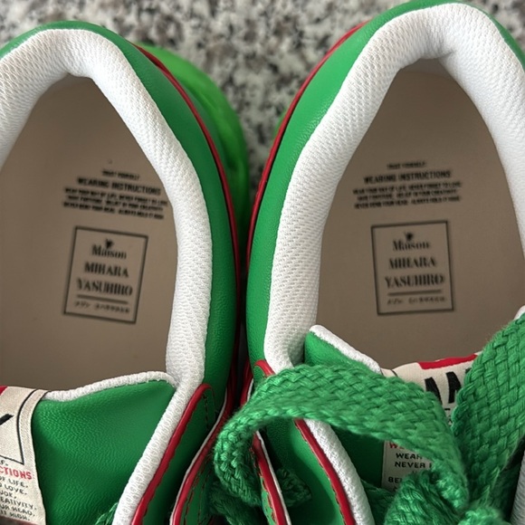 Maison Mihara Yasuhiro Mens Green Leather Parker Chunky Sole Low Top Sneakers - Picture 12 of 14